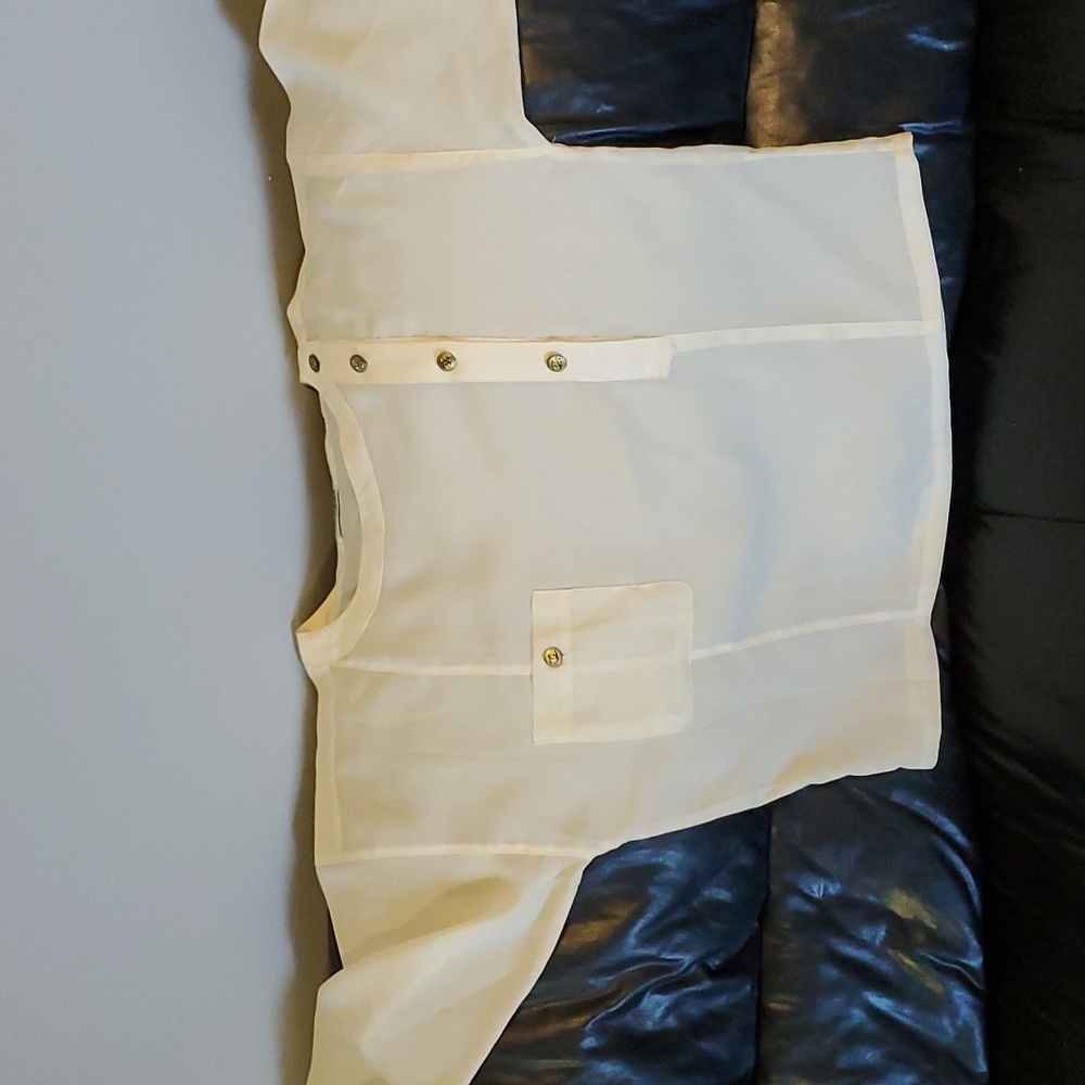 Chanel Boutique semisheer blouse with Chanel buttons